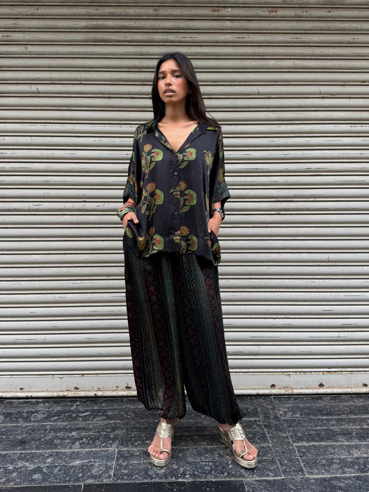 Ballon Ajrakh Print Kaftan shirt cord-set for women