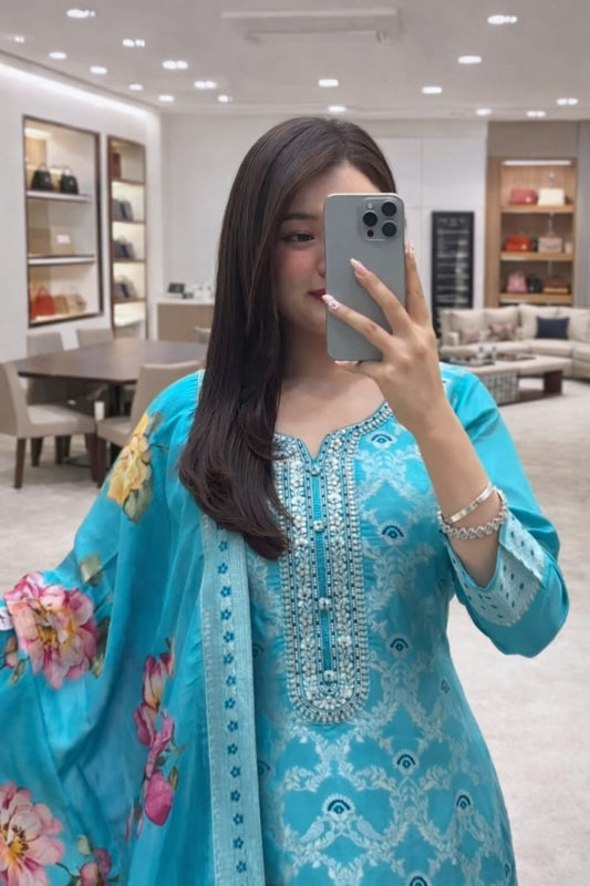 JISHA Banarasi Silk Suit Set