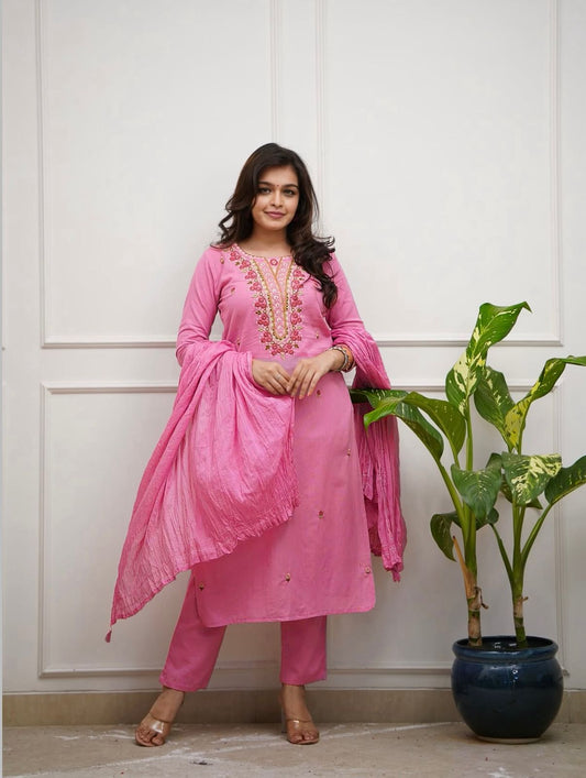 Morni Roman Fabric Kurtia-set