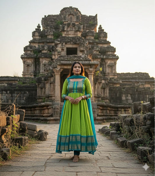 KALA Fancy Zari Work Cotton Gown Set