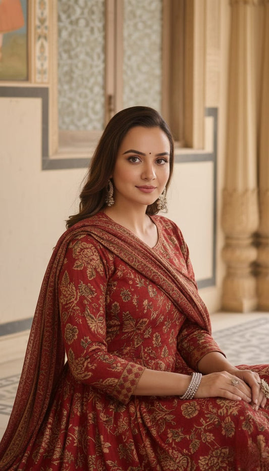 Cotton 60 60 Kurti Pent With Dupatta Set