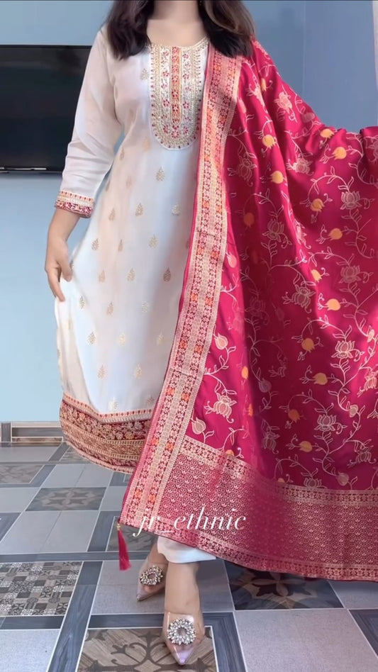 Ivory Grace with Ruby Elegance