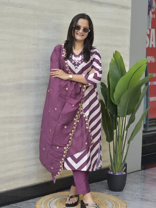 Đěsigner Party Wear Look Pure Chanderi Top pent & Dupatta Set