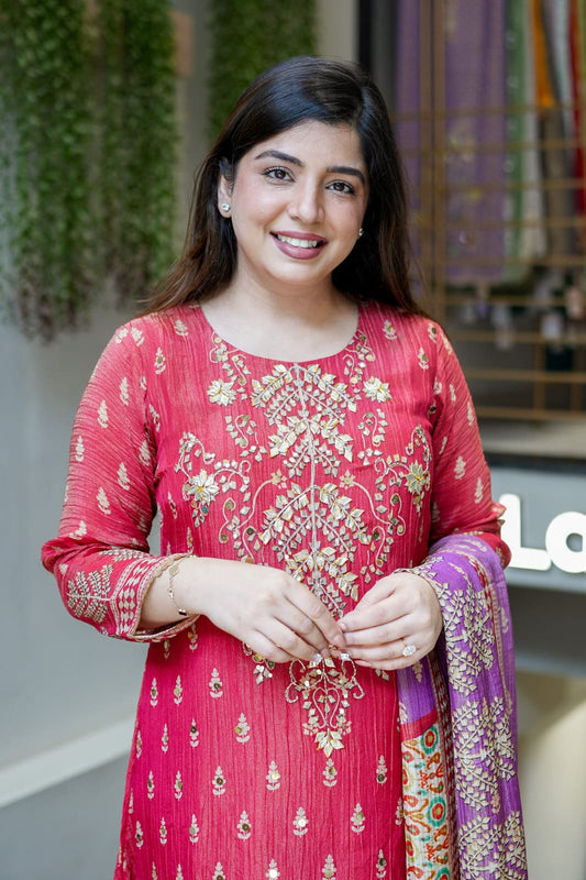 Pure Hand Work & Heavy Gota Work Kurti Set