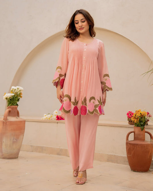 Party Wear Look Pure Mul Chanderi & CORD SET Set