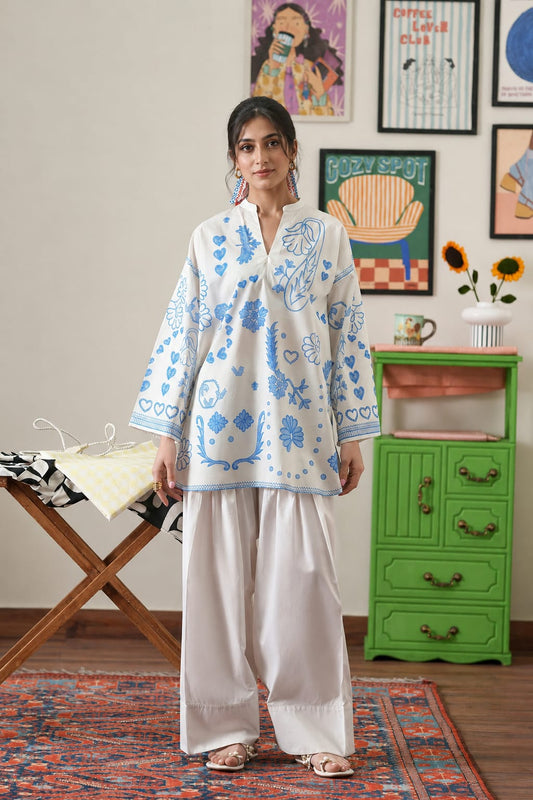 Utsa Off-White Floral Printed Co ord-set