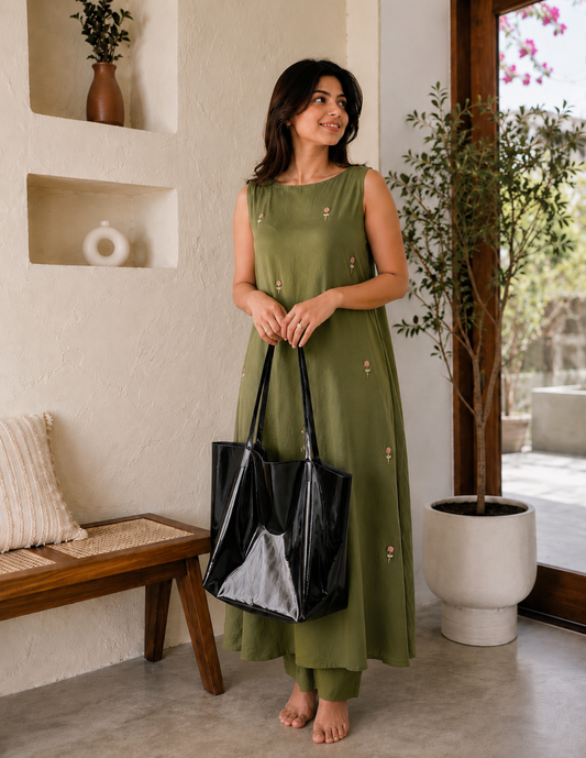 Priya Rayon Kurta Set with all over Embroidered work
