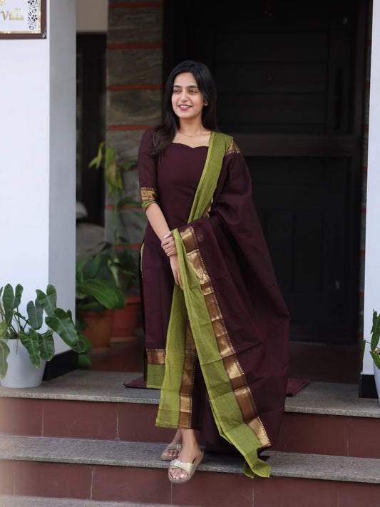 Ira Brown Kurti Set