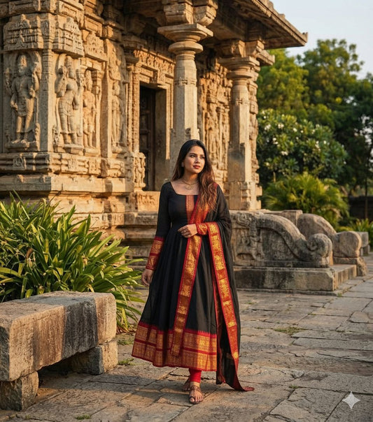 KALA Fancy Zari Work Cotton Gown Set