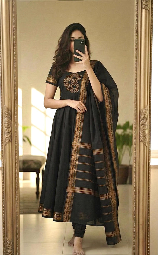 Elegant Hand-Work A-Line Kurti Set with Dupatta