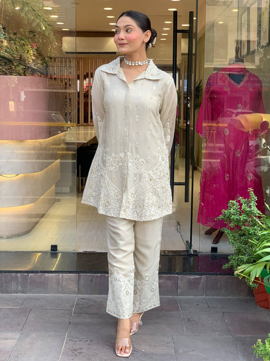 Party Wear Look Pure Chanderi Silk & CORD SET Set