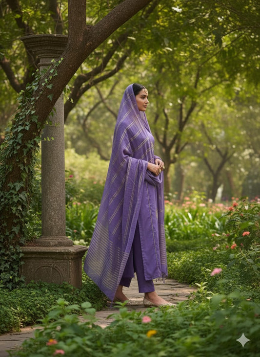 Premium Mul Chanderi Kurti Pant Dupatta Set