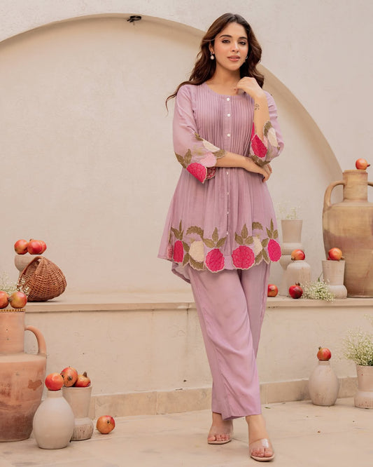 Party Wear Look Pure Mul Chanderi & CORD SET Set
