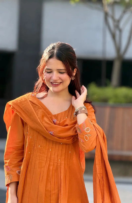 Very Aesthetic Pure Mul Cotton Embroidery Suit Set