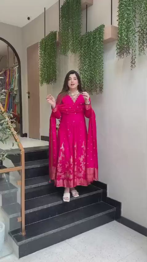Traditional Purple & Pink Suit Set with Zari Work