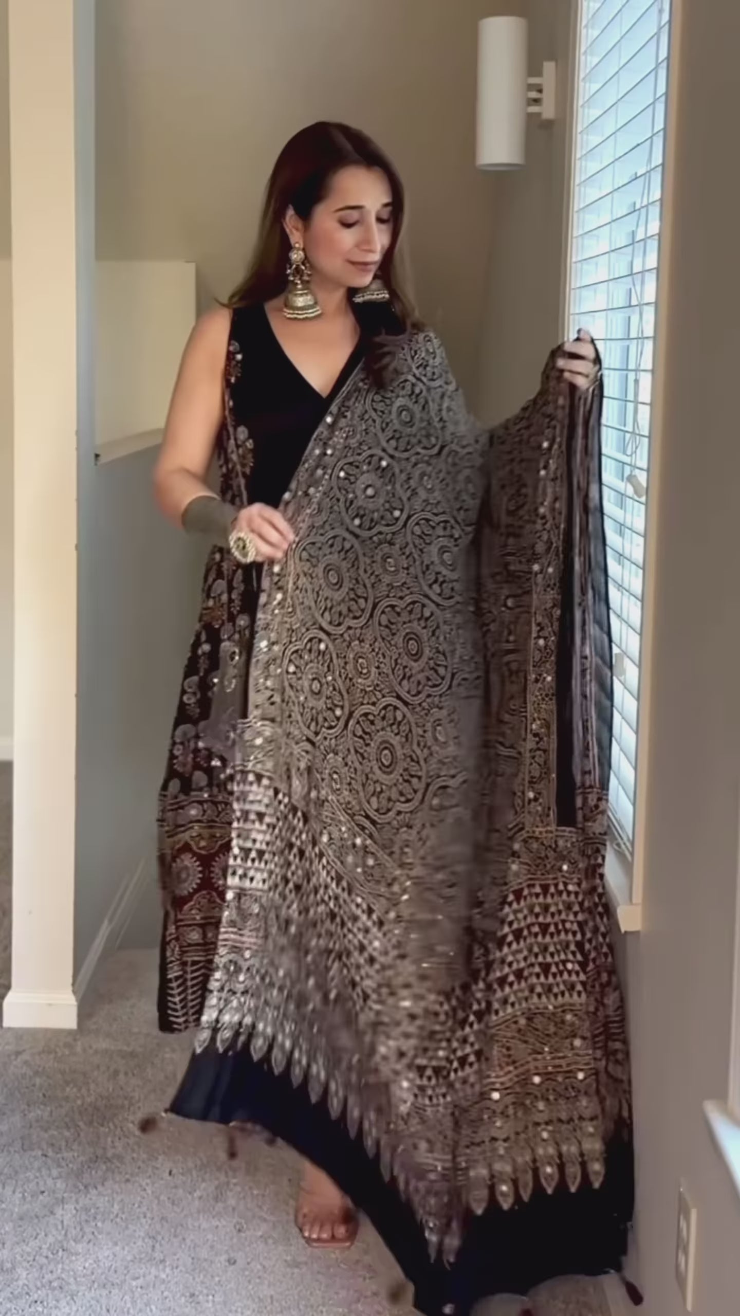 Noir Heritage Ajrakh Modal Silk Kurti & Bottom with Dupatta