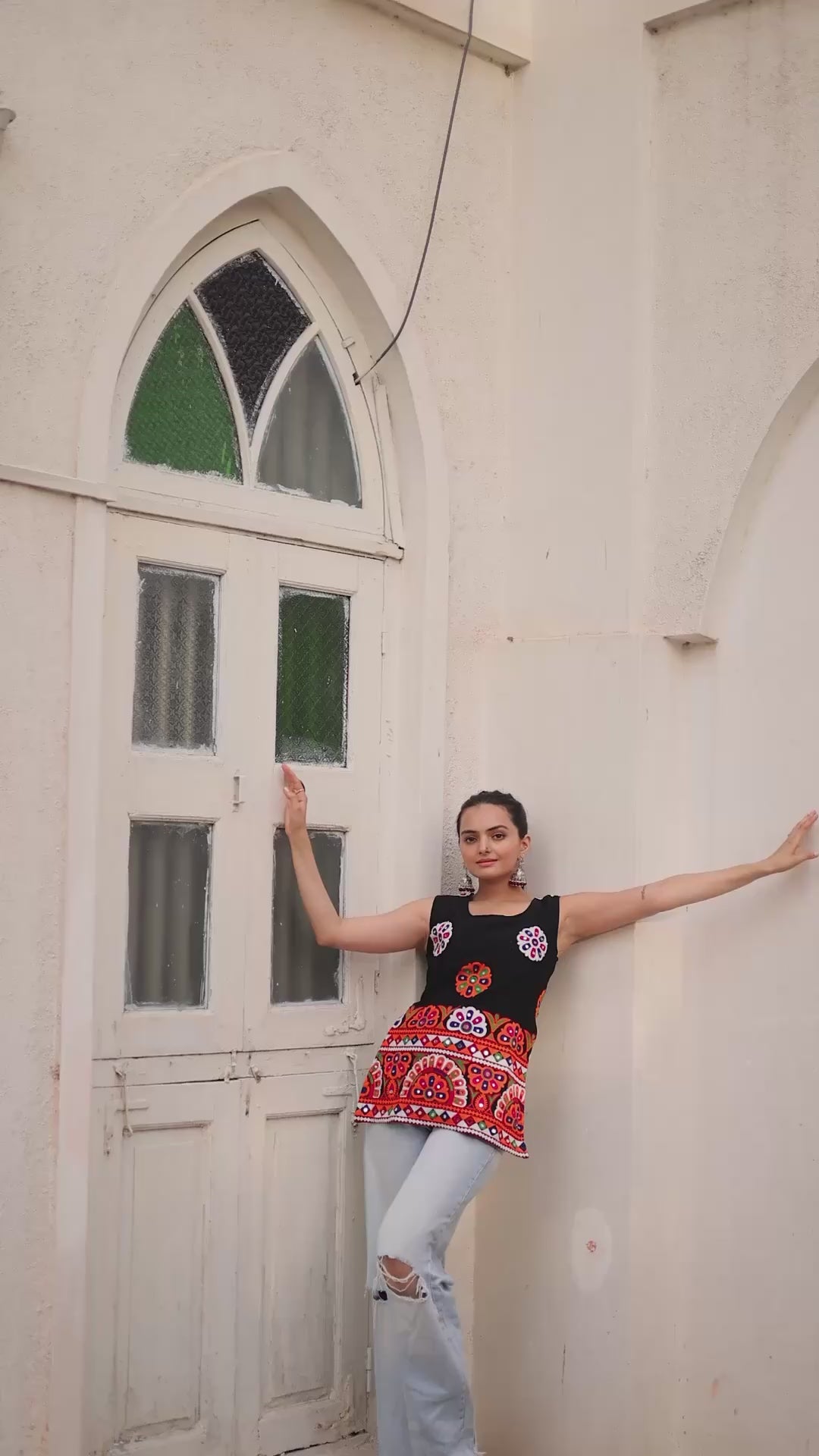 Classic Black Georgette Gamthi Work Kurti