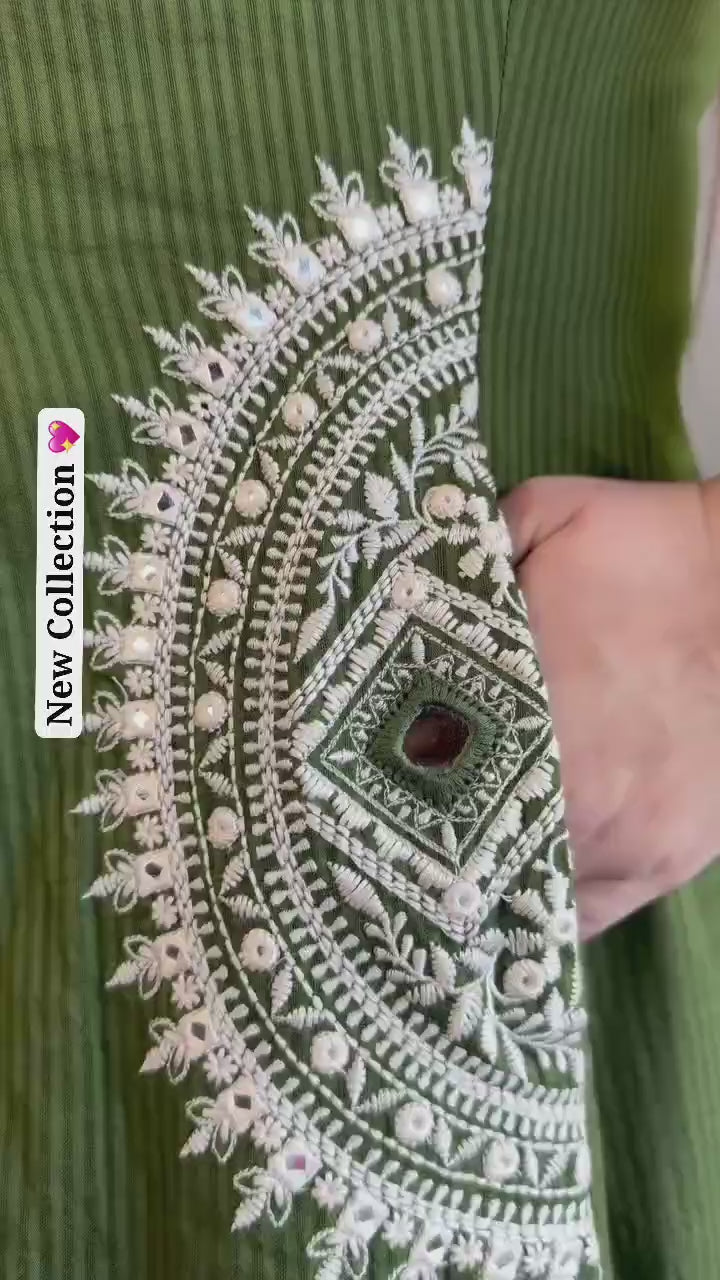 Very Graceful Pure Mul Cotton Embroidery Suit Set