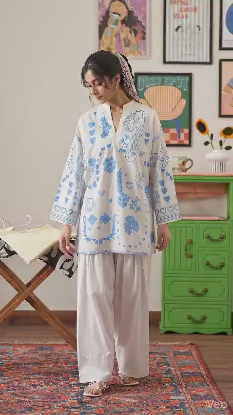 Utsa Off-White Floral Printed Co ord-set