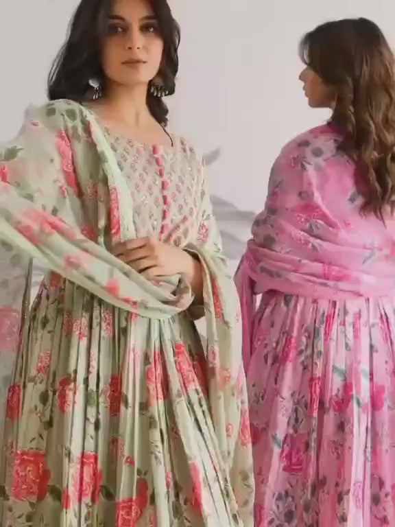 Very Attractive Mul Cotton Anarkali Suit Set